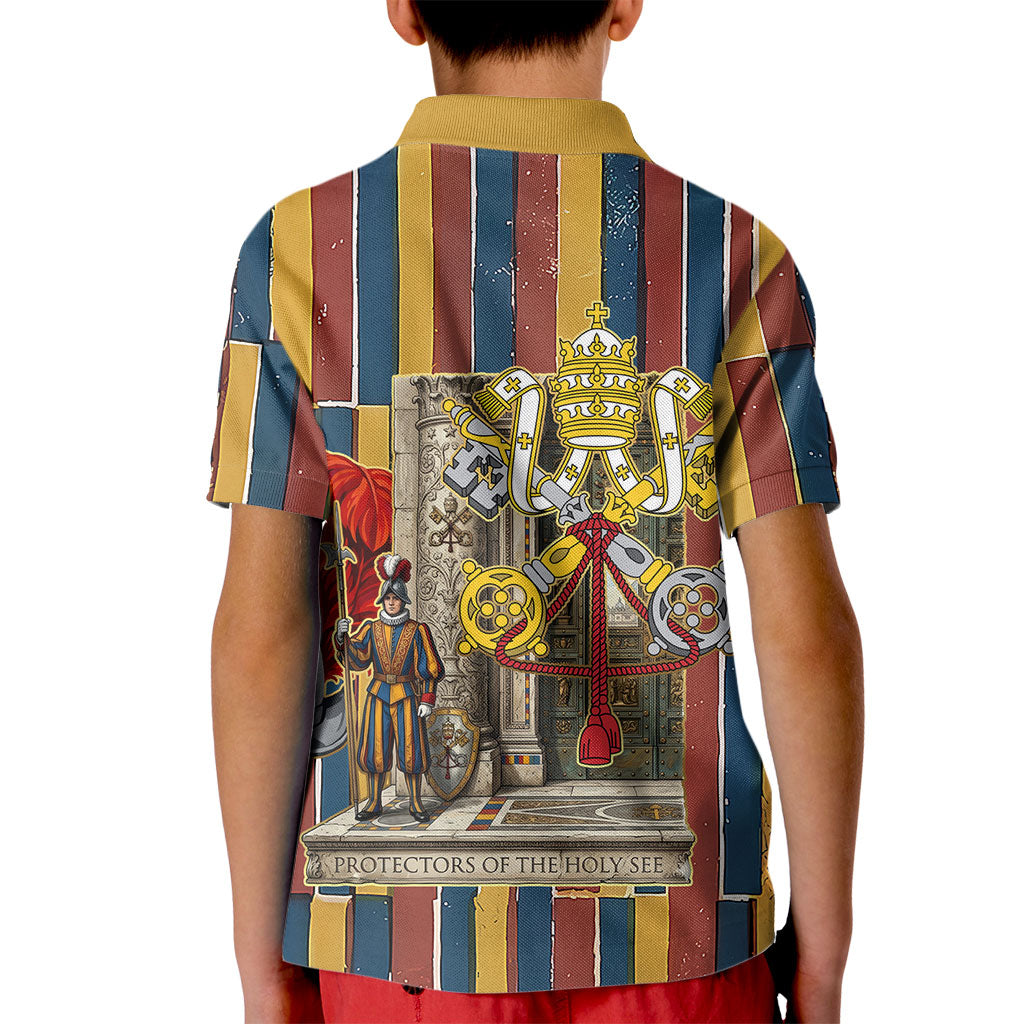 Vatican City Swiss Guard Protectors Of The Holy See Kid Polo Shirt Renaissance Uniform Stripes Catholic Military History