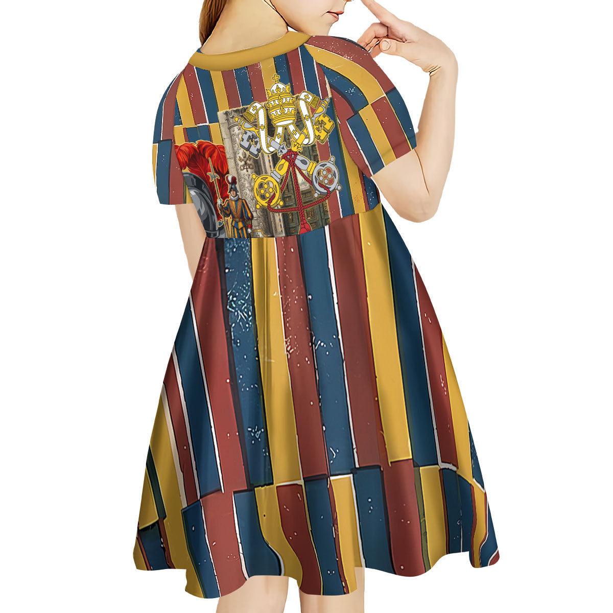 Vatican City Swiss Guard Protectors Of The Holy See Kid Short Sleeve Dress Renaissance Uniform Stripes Catholic Military History