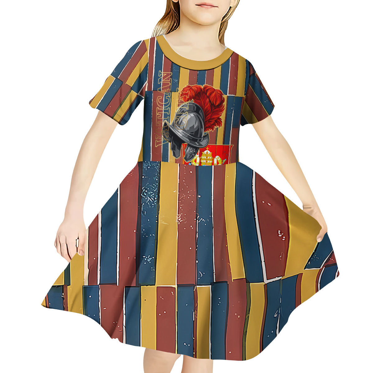 Vatican City Swiss Guard Protectors Of The Holy See Kid Short Sleeve Dress Renaissance Uniform Stripes Catholic Military History