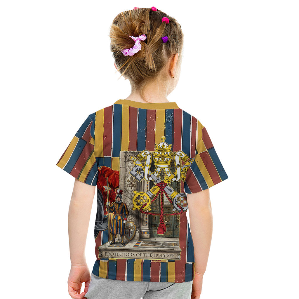 Vatican City Swiss Guard Protectors Of The Holy See Kid T Shirt Renaissance Uniform Stripes Catholic Military History