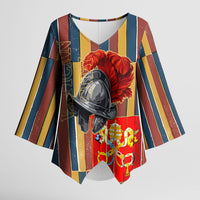 Vatican City Swiss Guard Protectors Of The Holy See Kimono Sleeve Blouse Renaissance Uniform Stripes Catholic Military History