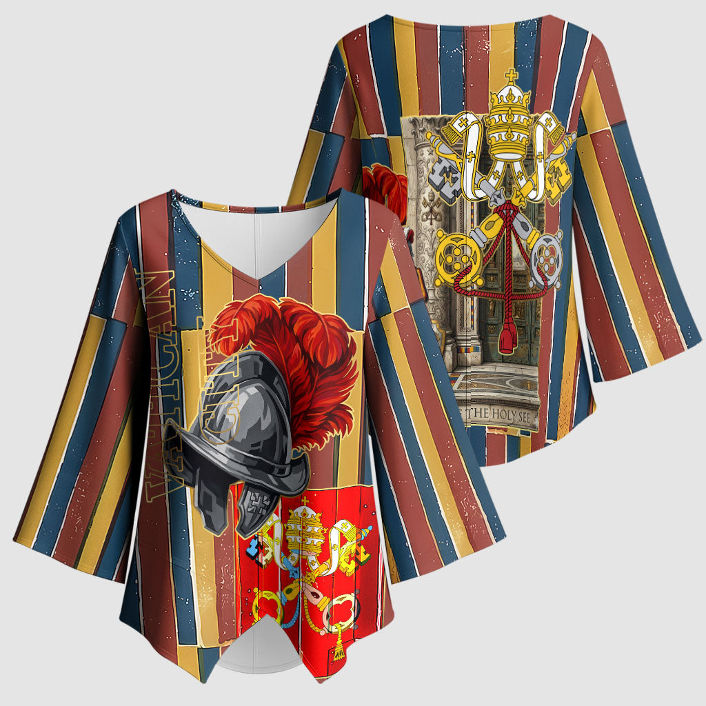 Vatican City Swiss Guard Protectors Of The Holy See Kimono Sleeve Blouse Renaissance Uniform Stripes Catholic Military History