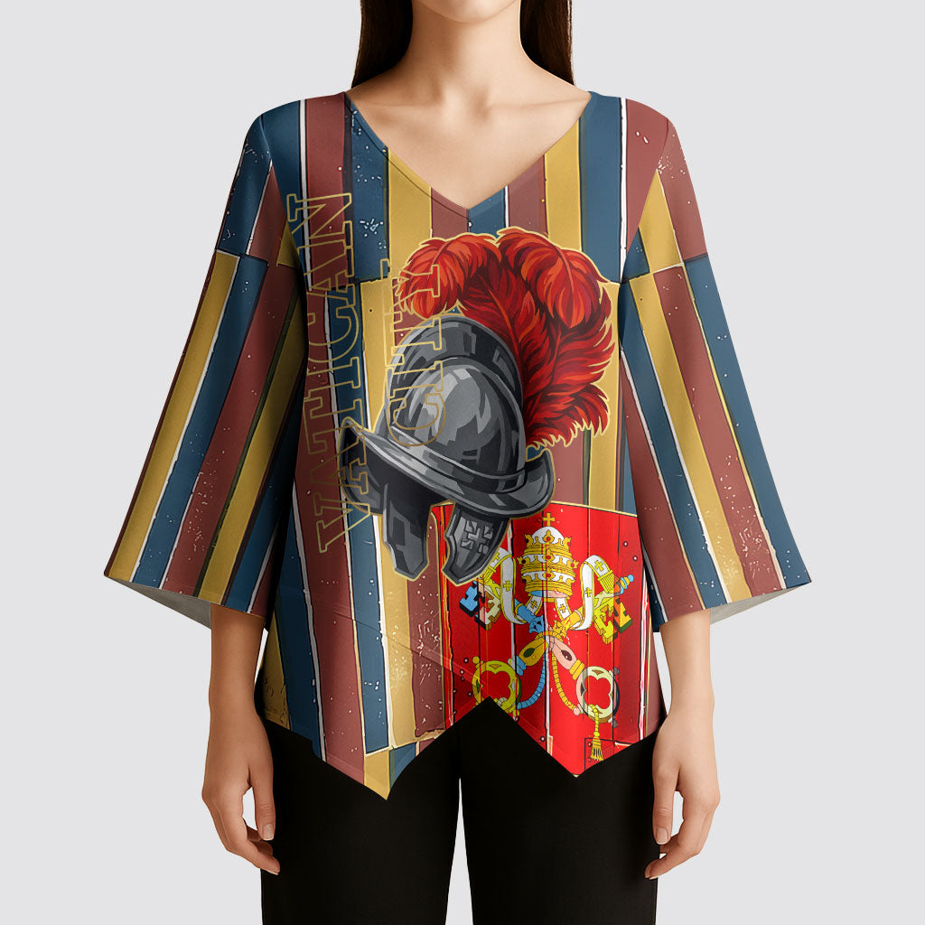 Vatican City Swiss Guard Protectors Of The Holy See Kimono Sleeve Blouse Renaissance Uniform Stripes Catholic Military History