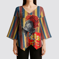 Vatican City Swiss Guard Protectors Of The Holy See Kimono Sleeve Blouse Renaissance Uniform Stripes Catholic Military History