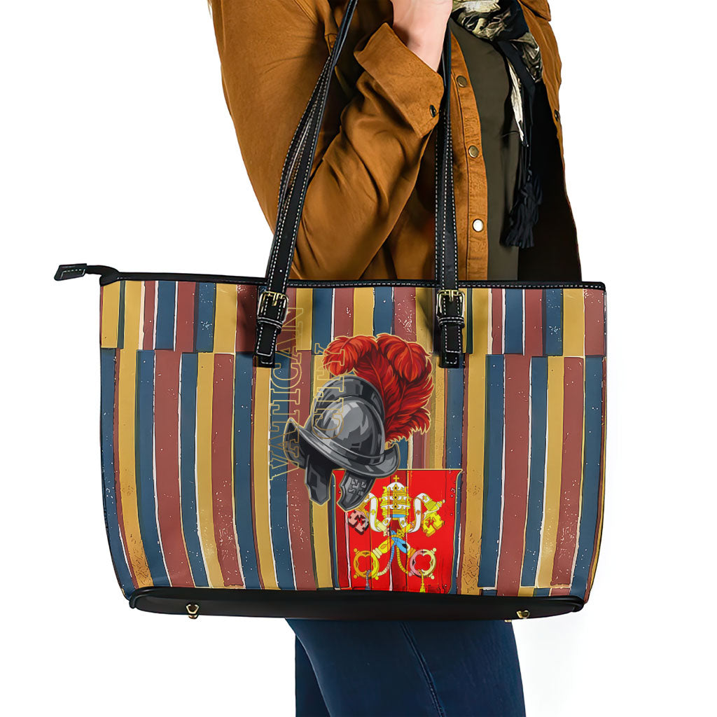 Vatican City Swiss Guard Protectors Of The Holy See Leather Tote Bag Renaissance Uniform Stripes Catholic Military History