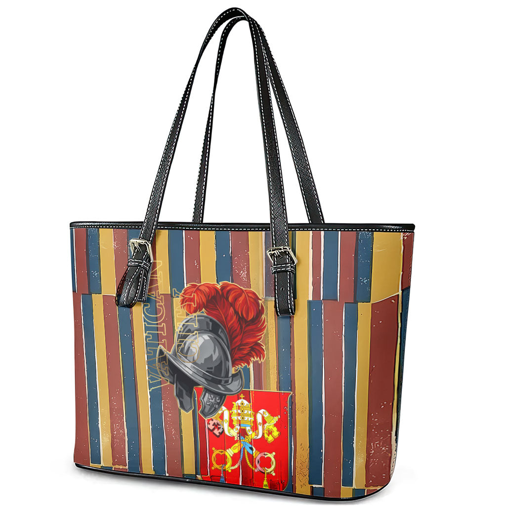 Vatican City Swiss Guard Protectors Of The Holy See Leather Tote Bag Renaissance Uniform Stripes Catholic Military History