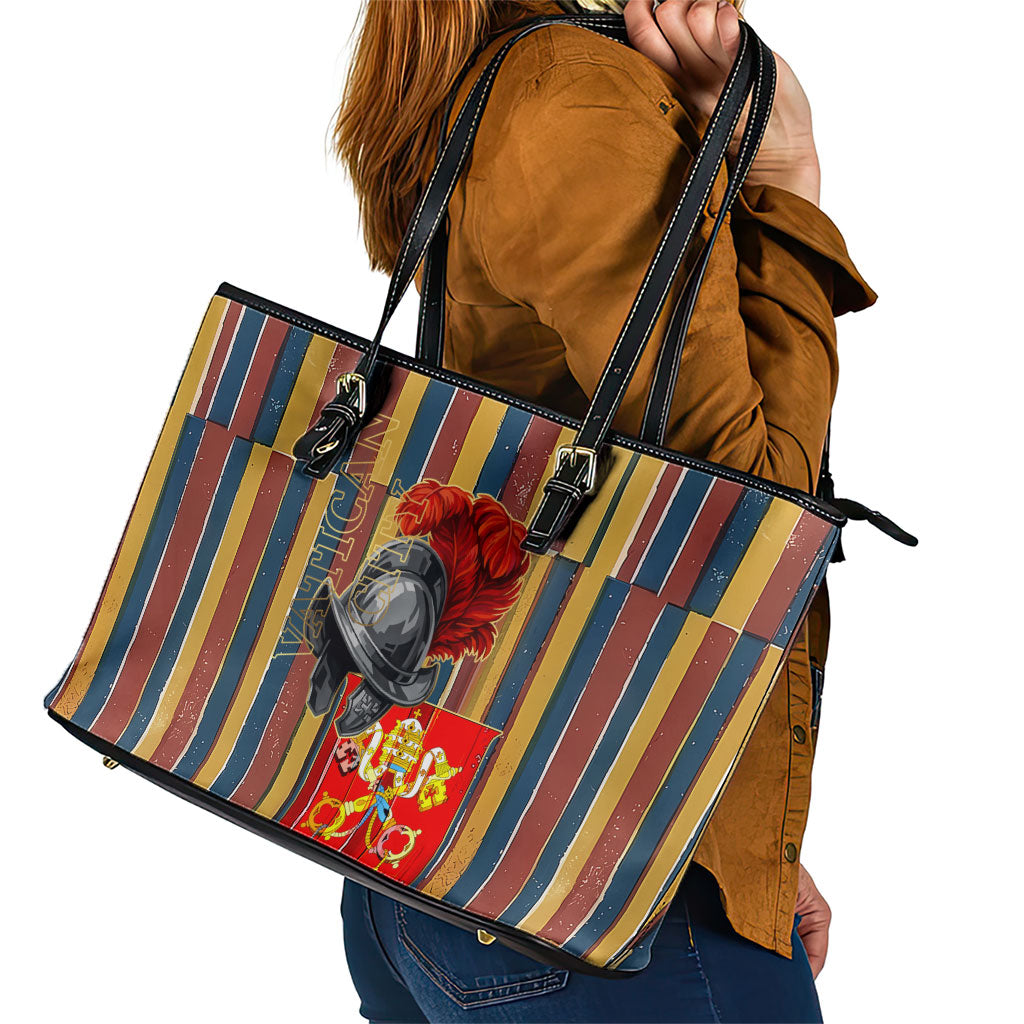 Vatican City Swiss Guard Protectors Of The Holy See Leather Tote Bag Renaissance Uniform Stripes Catholic Military History