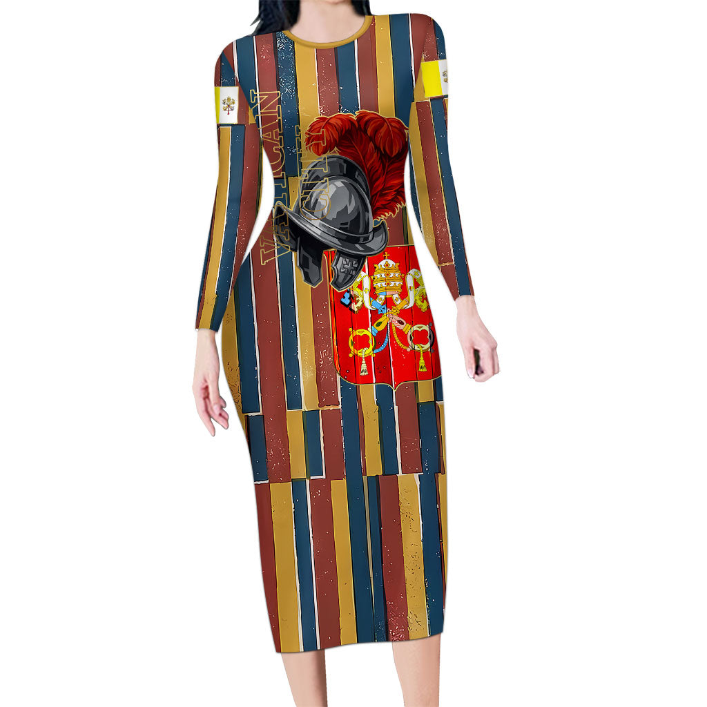 Vatican City Swiss Guard Protectors Of The Holy See Long Sleeve Bodycon Dress Renaissance Uniform Stripes Catholic Military History
