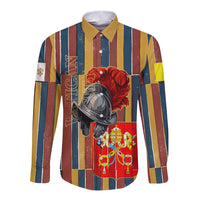 Vatican City Swiss Guard Protectors Of The Holy See Long Sleeve Button Shirt Renaissance Uniform Stripes Catholic Military History