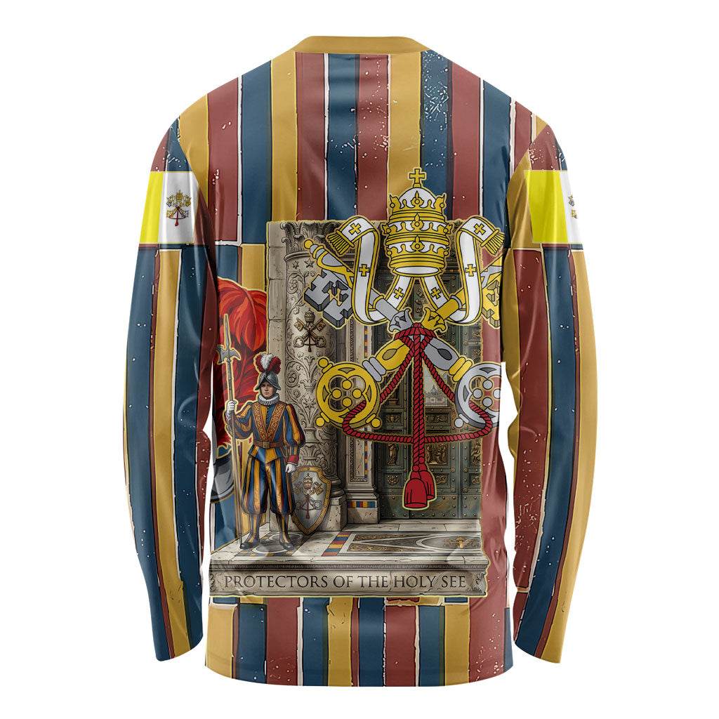 Vatican City Swiss Guard Protectors Of The Holy See Long Sleeve Shirt Renaissance Uniform Stripes Catholic Military History