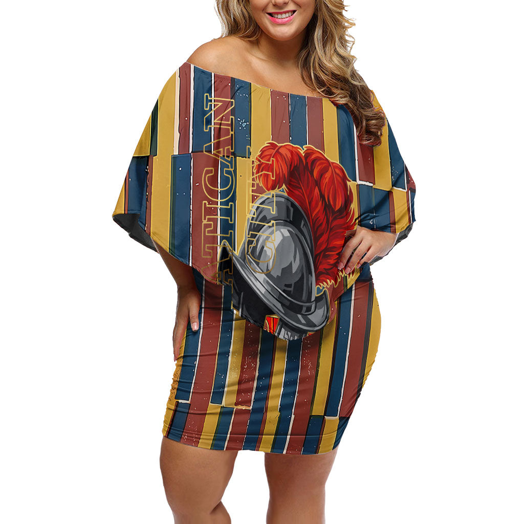 Vatican City Swiss Guard Protectors Of The Holy See Off Shoulder Short Dress Renaissance Uniform Stripes Catholic Military History