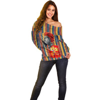 Vatican City Swiss Guard Protectors Of The Holy See Off Shoulder Sweater Renaissance Uniform Stripes Catholic Military History