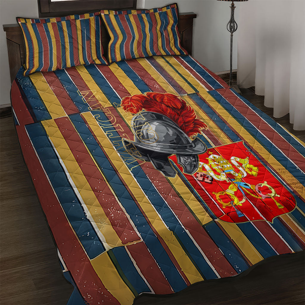 Vatican City Swiss Guard Protectors Of The Holy See Quilt Bed Set Renaissance Uniform Stripes Catholic Military History