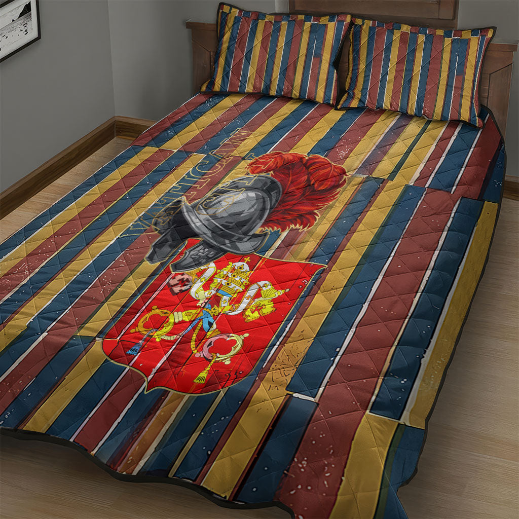 Vatican City Swiss Guard Protectors Of The Holy See Quilt Bed Set Renaissance Uniform Stripes Catholic Military History