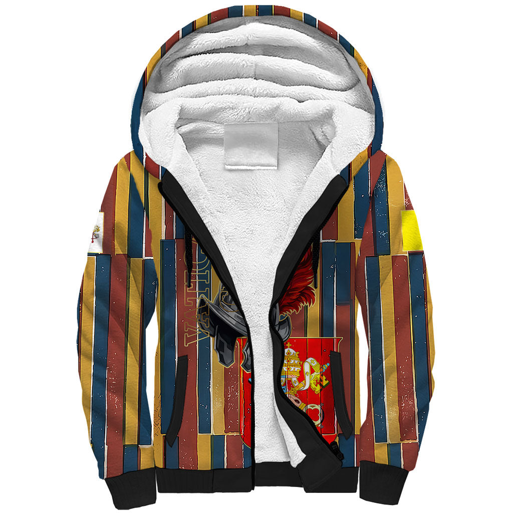 Vatican City Swiss Guard Protectors Of The Holy See Sherpa Hoodie Renaissance Uniform Stripes Catholic Military History