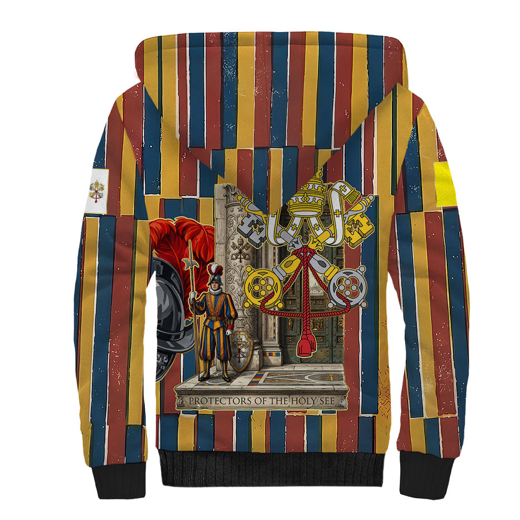 Vatican City Swiss Guard Protectors Of The Holy See Sherpa Hoodie Renaissance Uniform Stripes Catholic Military History