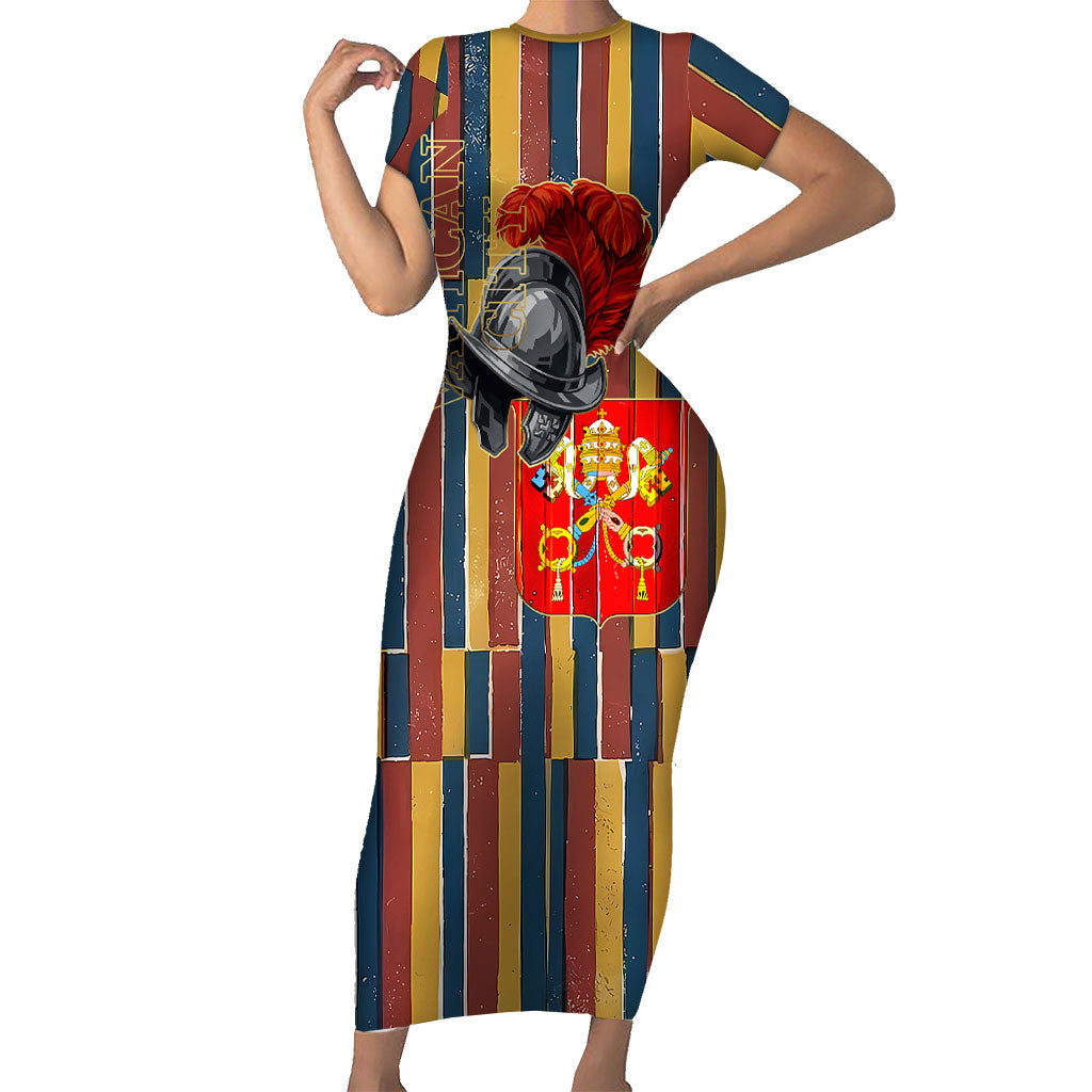 Vatican City Swiss Guard Protectors Of The Holy See Short Sleeve Bodycon Dress Renaissance Uniform Stripes Catholic Military History