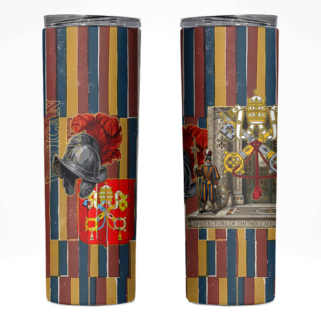 Vatican City Swiss Guard Protectors Of The Holy See Skinny Tumbler Renaissance Uniform Stripes Catholic Military History