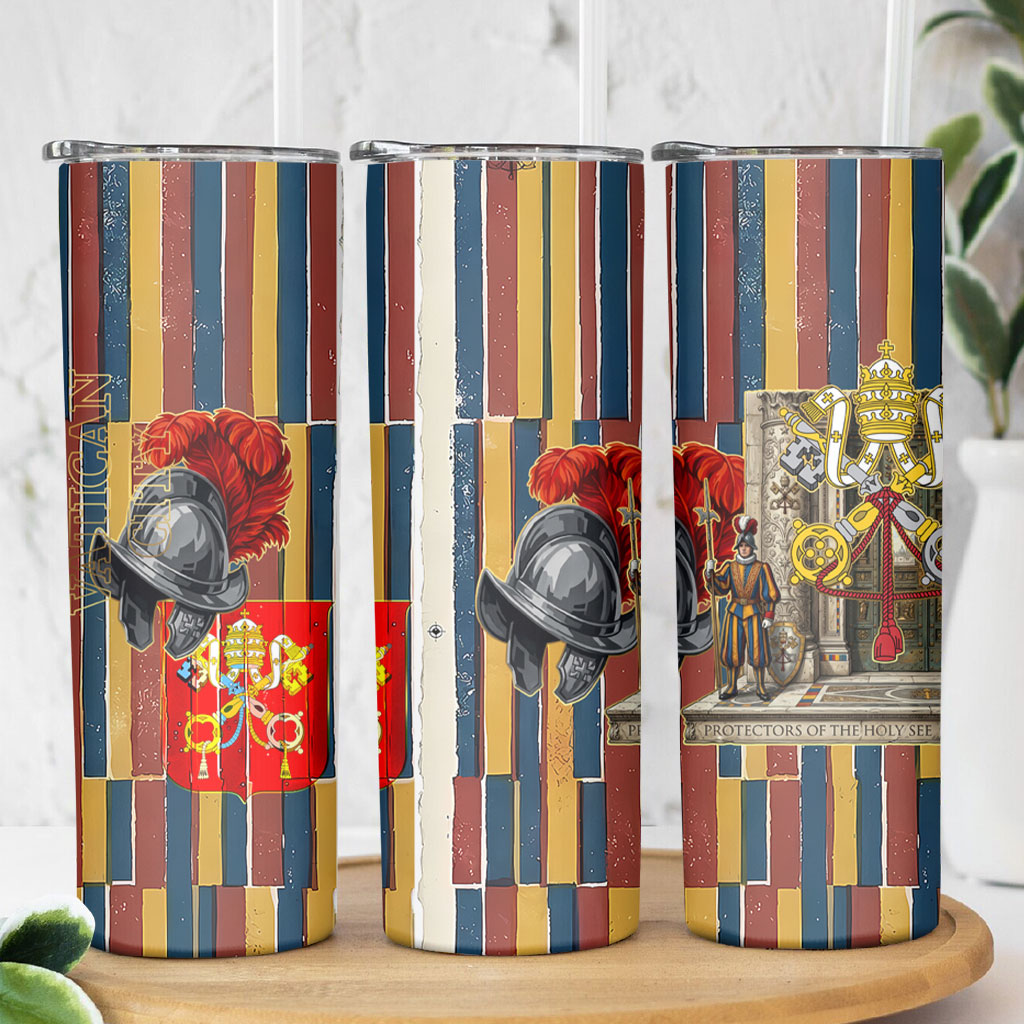 Vatican City Swiss Guard Protectors Of The Holy See Skinny Tumbler Renaissance Uniform Stripes Catholic Military History