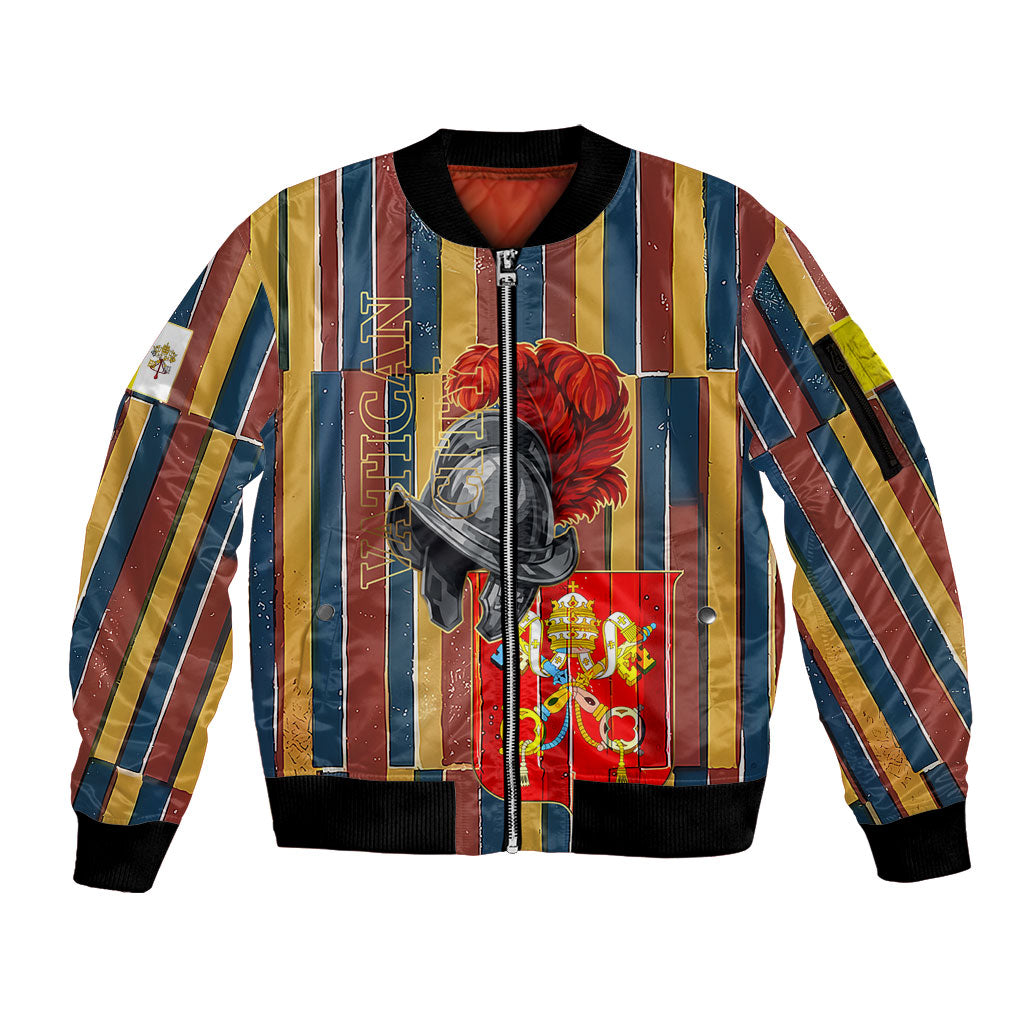 Vatican City Swiss Guard Protectors Of The Holy See Sleeve Zip Bomber Jacket Renaissance Uniform Stripes Catholic Military History