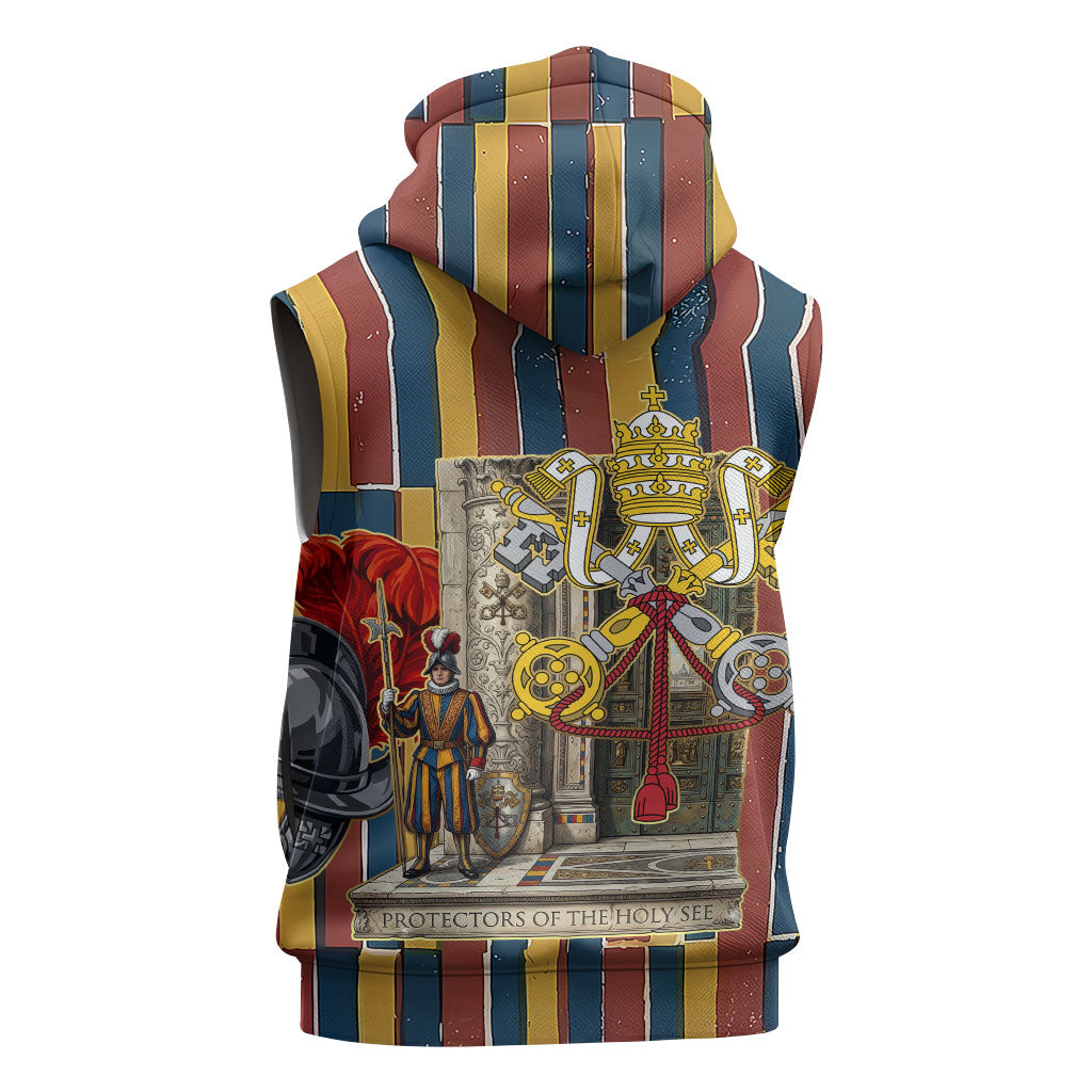 Vatican City Swiss Guard Protectors Of The Holy See Sleeveless Hoodie Renaissance Uniform Stripes Catholic Military History