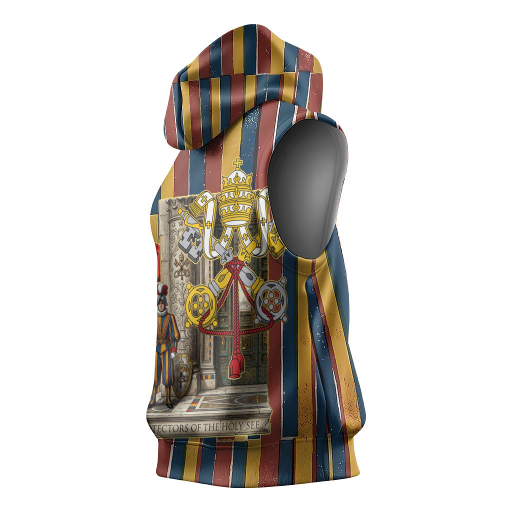 Vatican City Swiss Guard Protectors Of The Holy See Sleeveless Hoodie Renaissance Uniform Stripes Catholic Military History