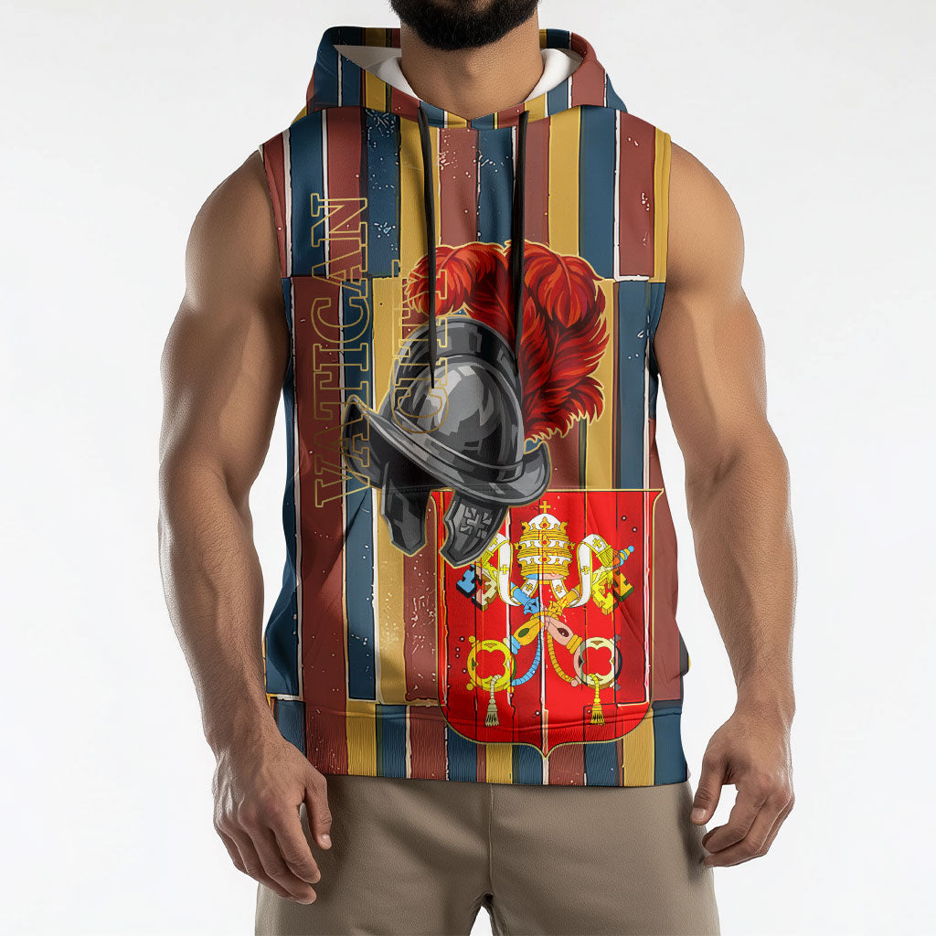 Vatican City Swiss Guard Protectors Of The Holy See Sleeveless Hoodie Renaissance Uniform Stripes Catholic Military History