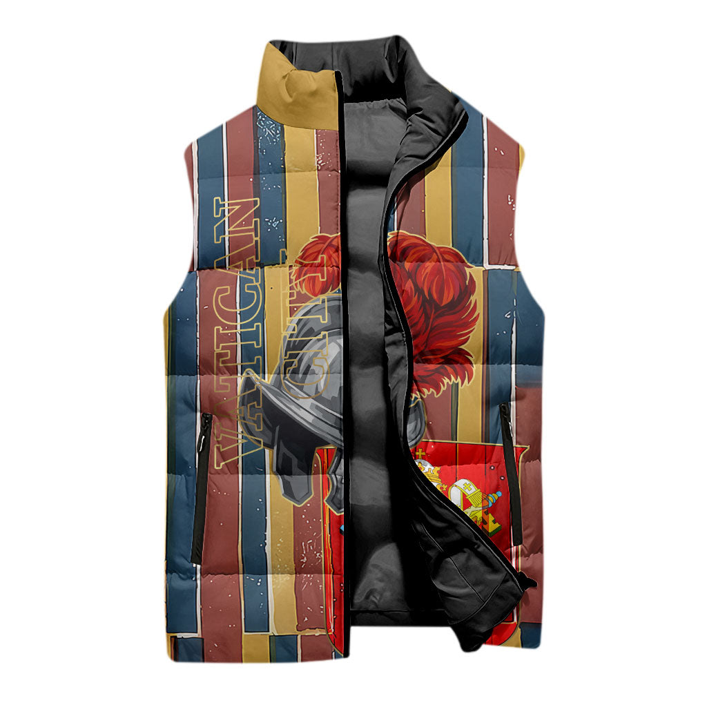 Vatican City Swiss Guard Protectors Of The Holy See Sleeveless Puffer Jacket Renaissance Uniform Stripes Catholic Military History