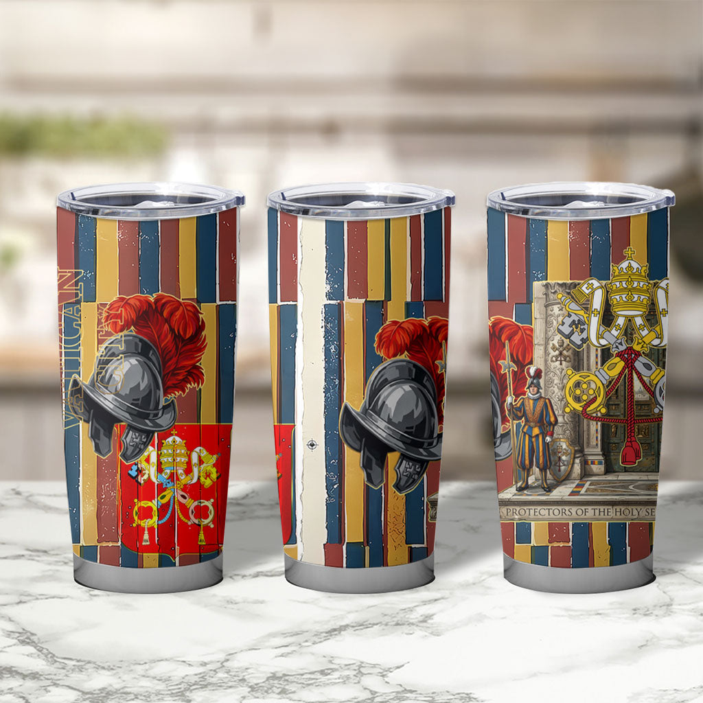 Vatican City Swiss Guard Protectors Of The Holy See Tumbler Cup Renaissance Uniform Stripes Catholic Military History