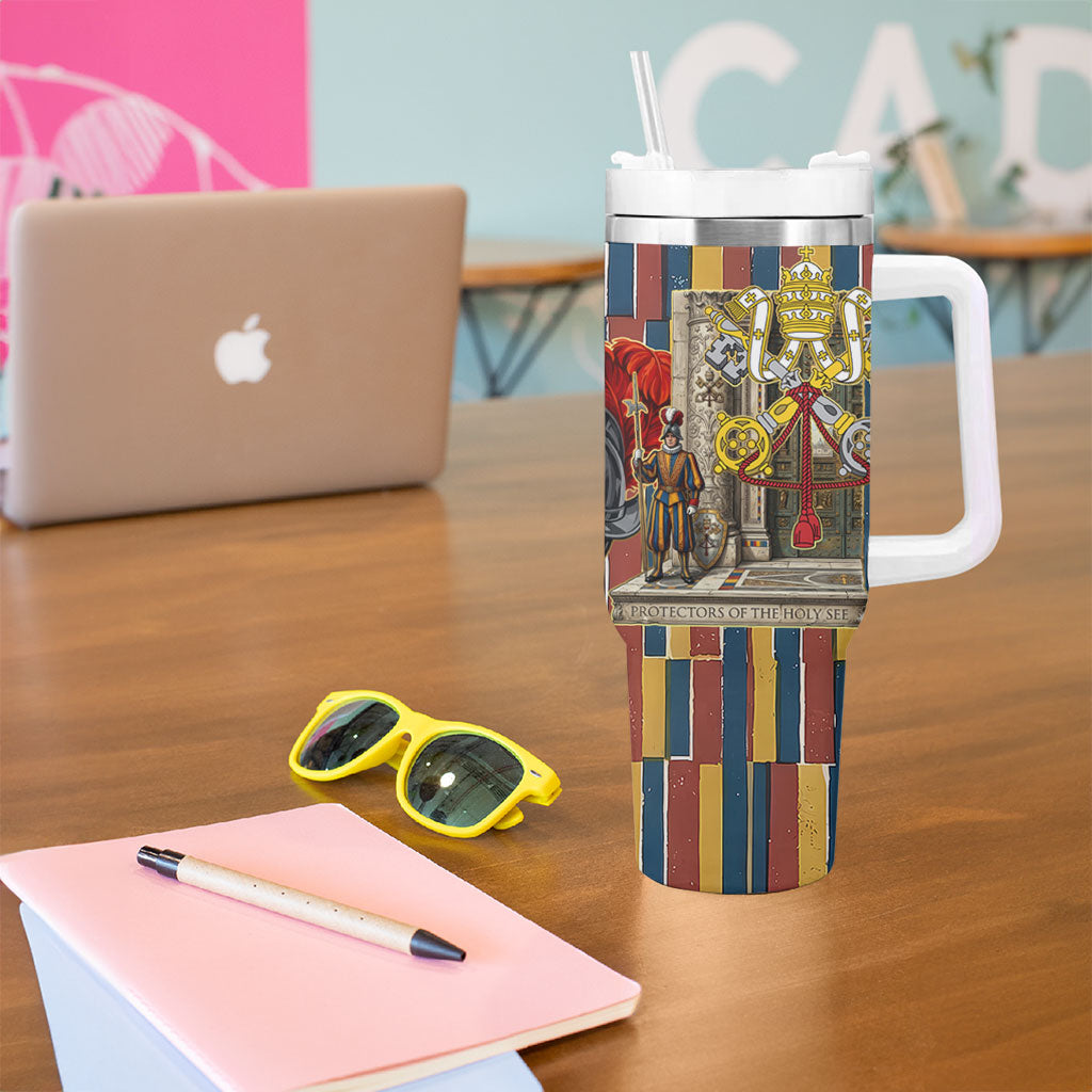 Vatican City Swiss Guard Protectors Of The Holy See Tumbler With Handle Renaissance Uniform Stripes Catholic Military History