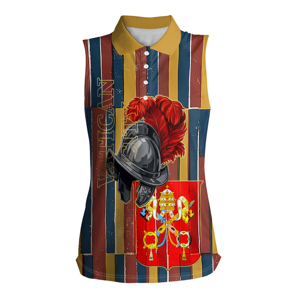 Vatican City Swiss Guard Protectors Of The Holy See Women Sleeveless Polo Shirt Renaissance Uniform Stripes Catholic Military History
