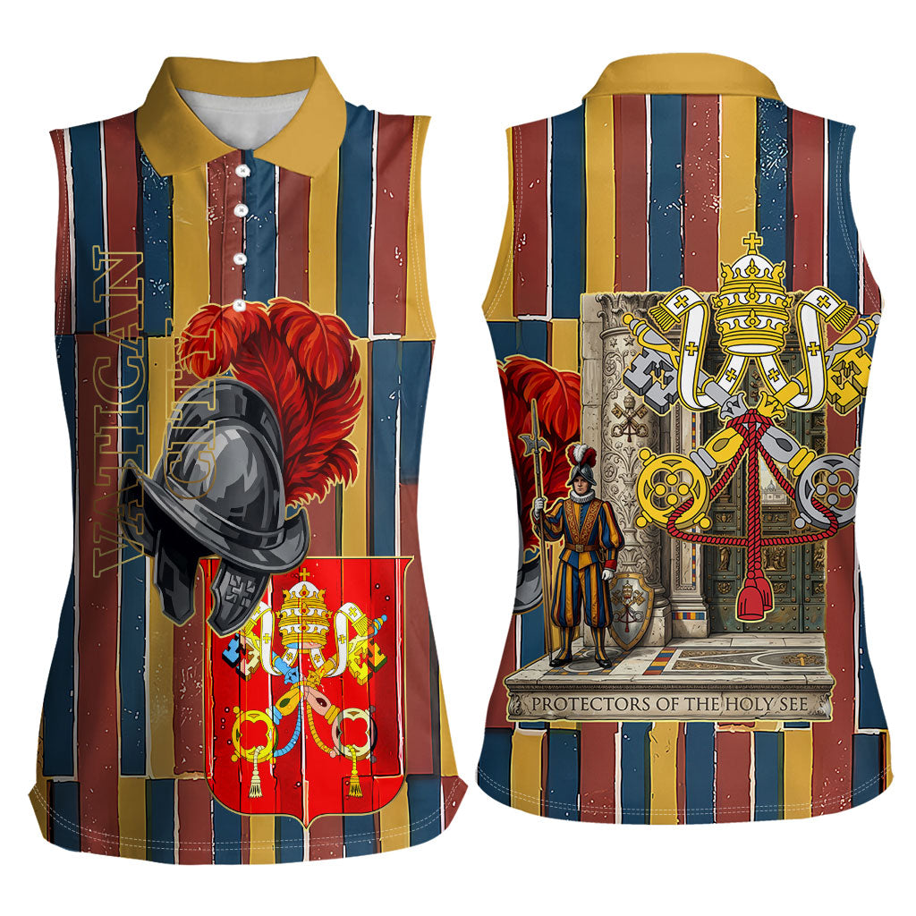 Vatican City Swiss Guard Protectors Of The Holy See Women Sleeveless Polo Shirt Renaissance Uniform Stripes Catholic Military History