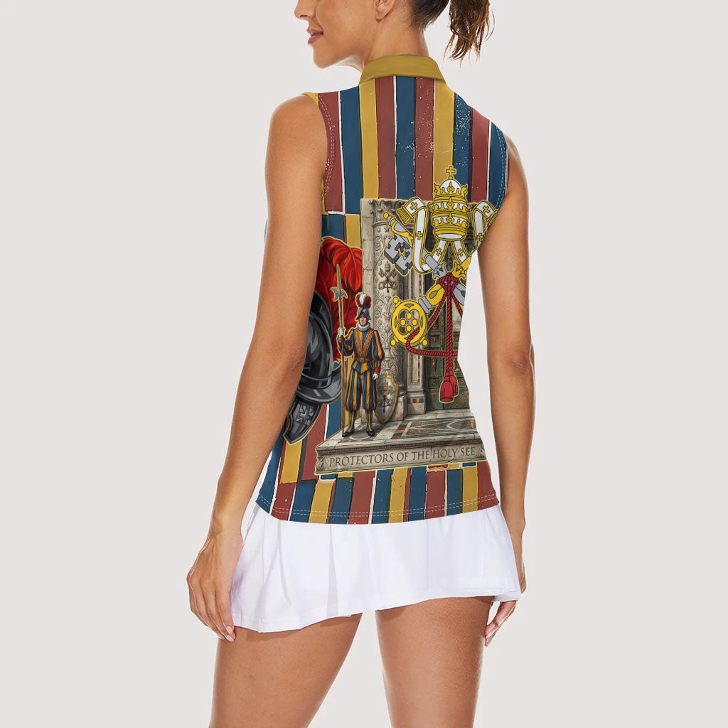 Vatican City Swiss Guard Protectors Of The Holy See Women Sleeveless Polo Shirt Renaissance Uniform Stripes Catholic Military History