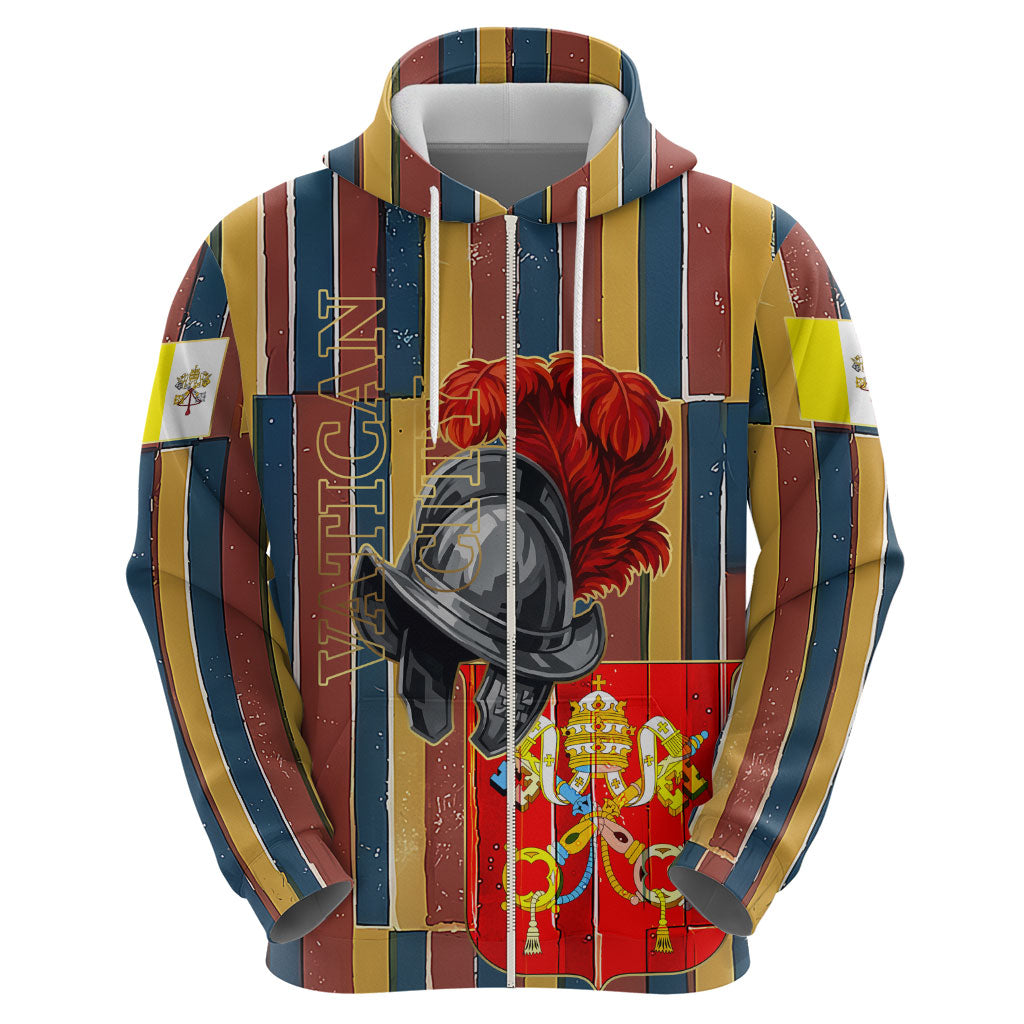 Vatican City Swiss Guard Protectors Of The Holy See Zip Hoodie Renaissance Uniform Stripes Catholic Military History
