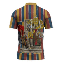 Vatican City Swiss Guard Protectors Of The Holy See Zipper Polo Shirt Renaissance Uniform Stripes Catholic Military History