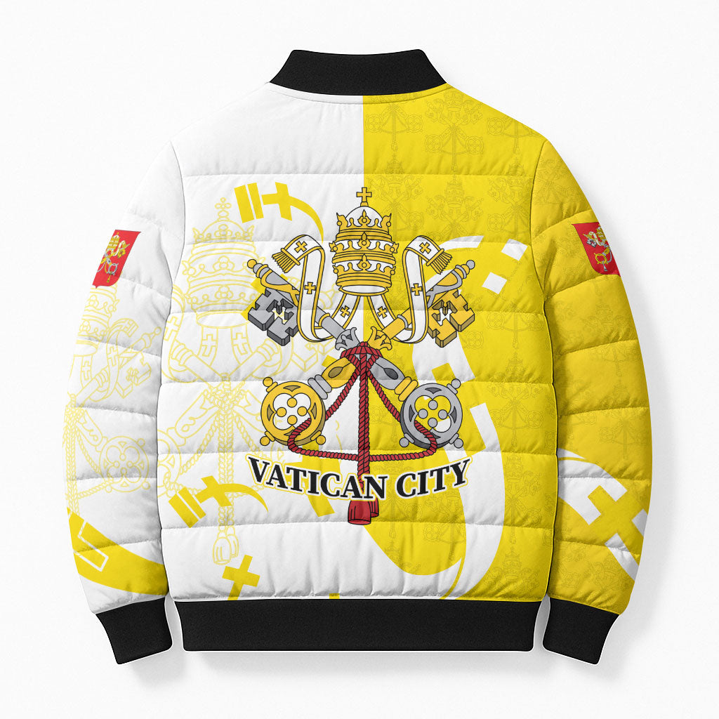 Coat Of Arms Flag of Vatican City Bomber Puffer Jacket Catholic Cross Heritage Symbol