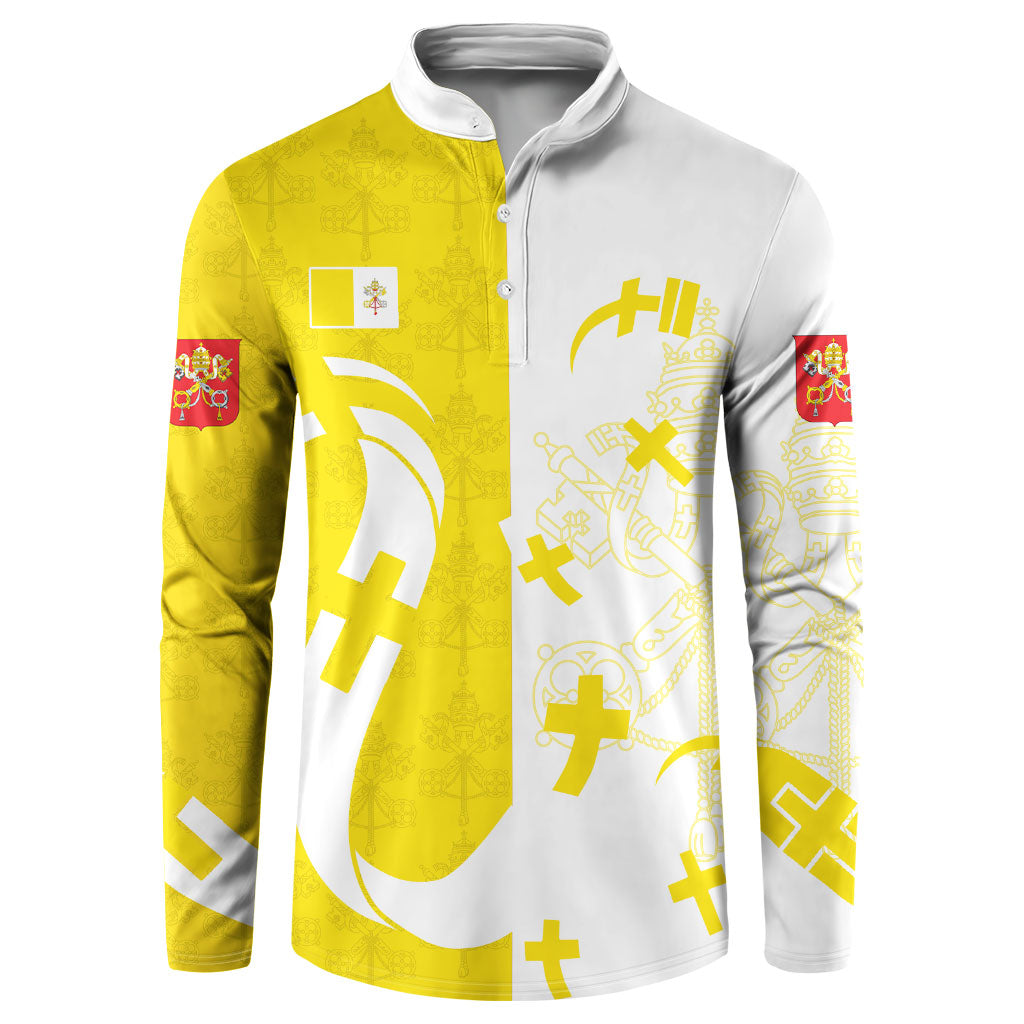 Coat Of Arms Flag of Vatican City Button Sweatshirt Catholic Cross Heritage Symbol