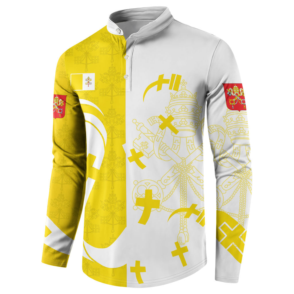 Coat Of Arms Flag of Vatican City Button Sweatshirt Catholic Cross Heritage Symbol
