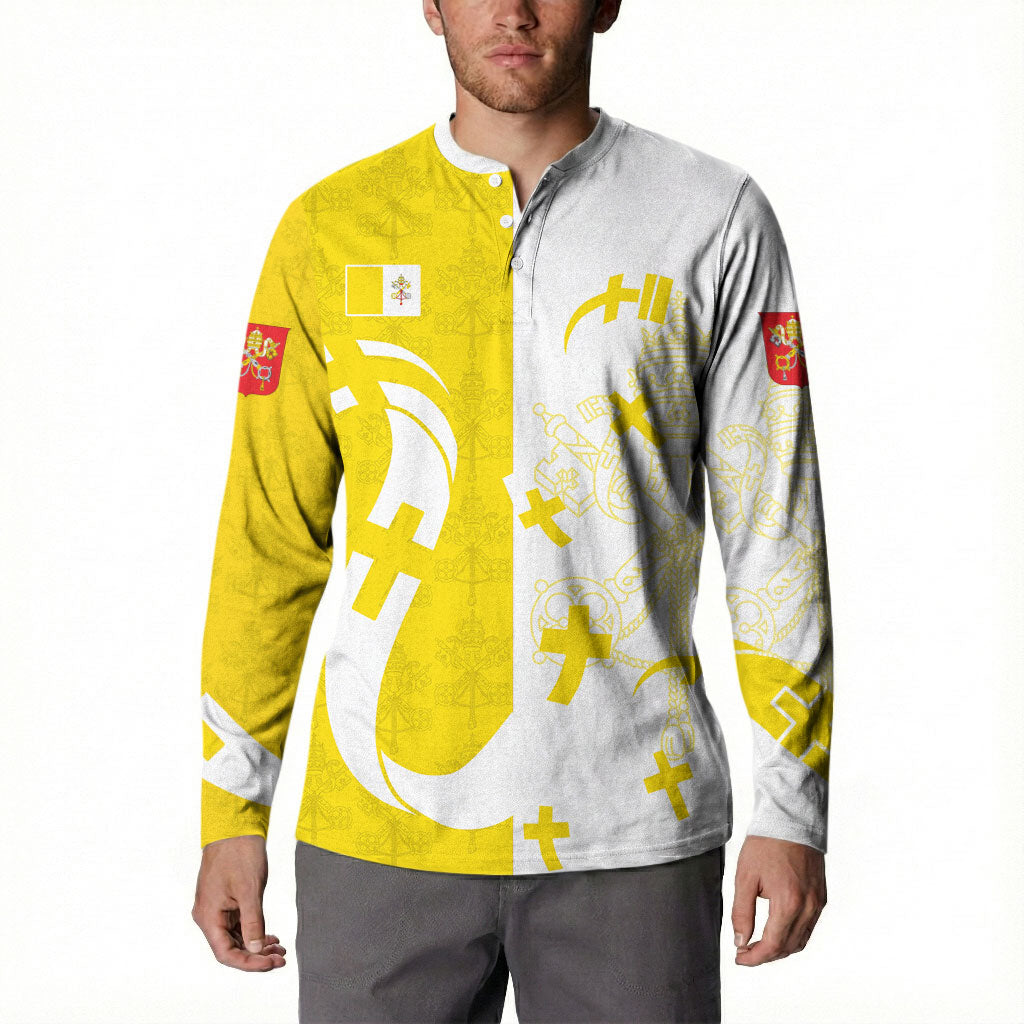 Coat Of Arms Flag of Vatican City Button Sweatshirt Catholic Cross Heritage Symbol