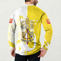 Coat Of Arms Flag of Vatican City Button Sweatshirt Catholic Cross Heritage Symbol