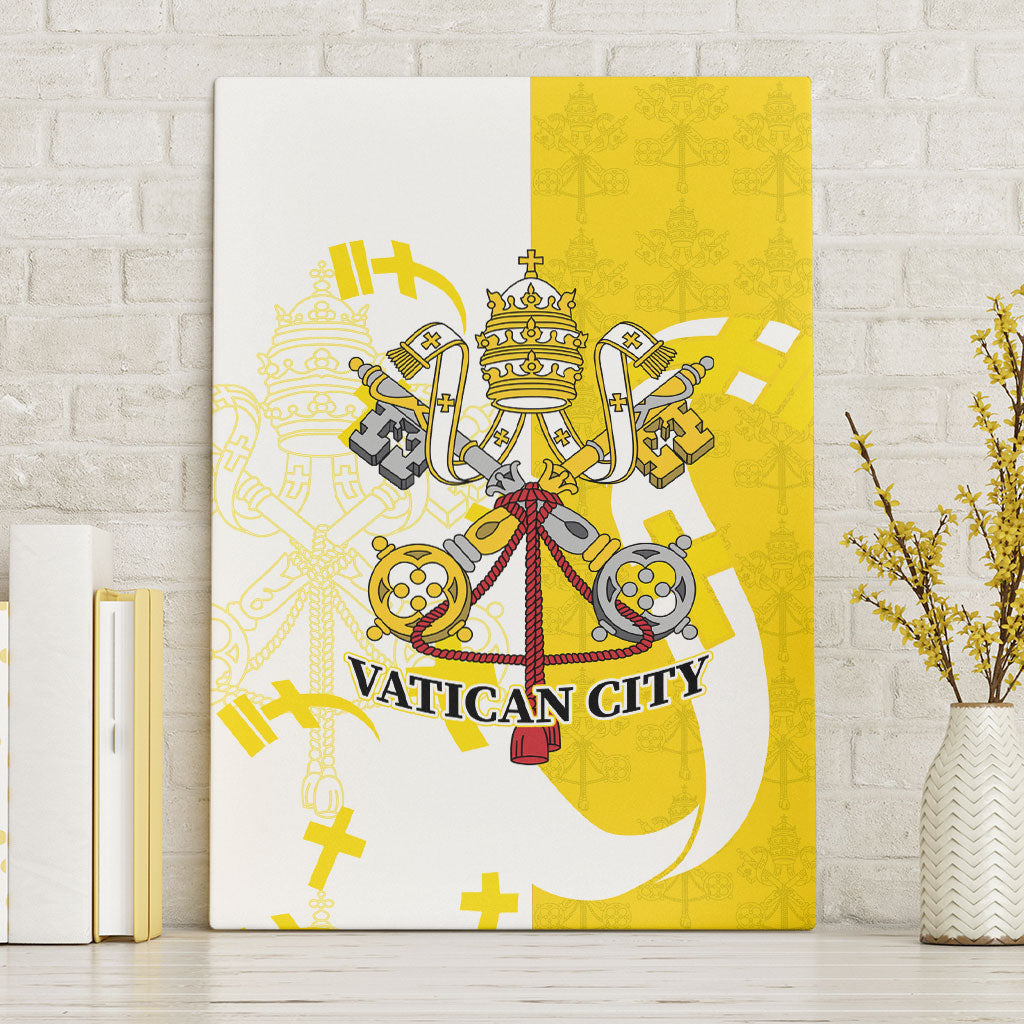 Coat Of Arms Flag of Vatican City Canvas Wall Art Catholic Cross Heritage Symbol