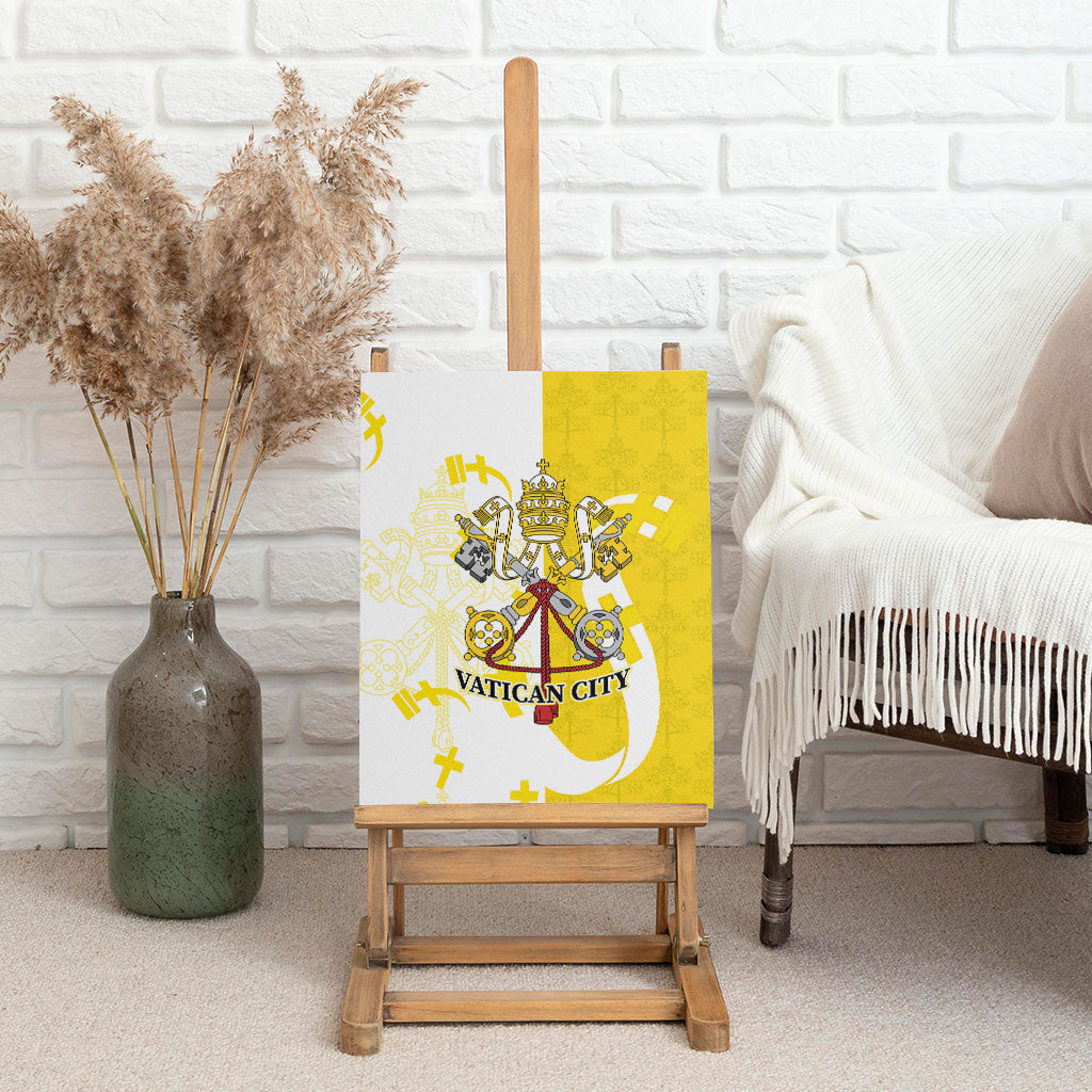 Coat Of Arms Flag of Vatican City Canvas Wall Art Catholic Cross Heritage Symbol