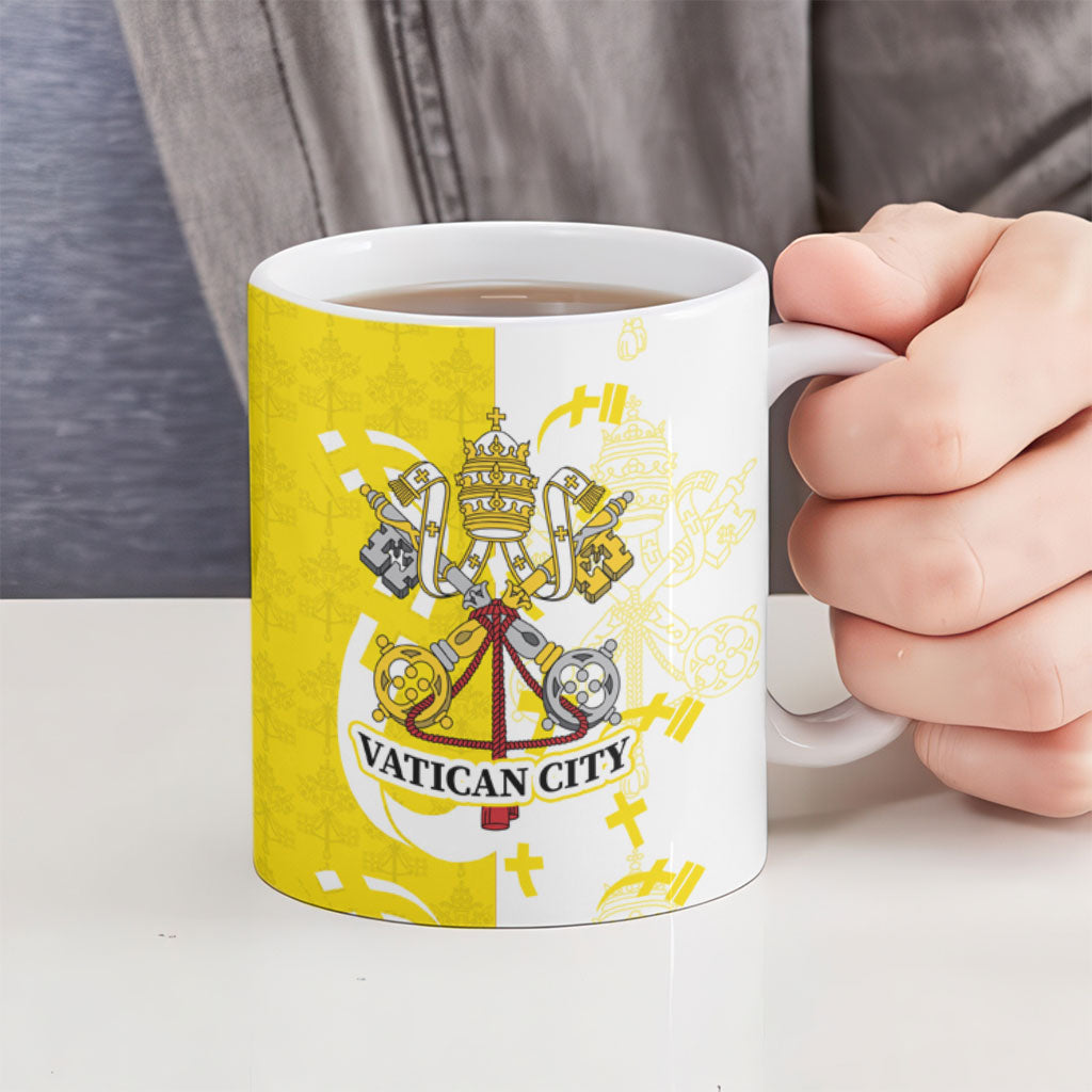 Coat Of Arms Flag of Vatican City Ceramic Mug Catholic Cross Heritage Symbol