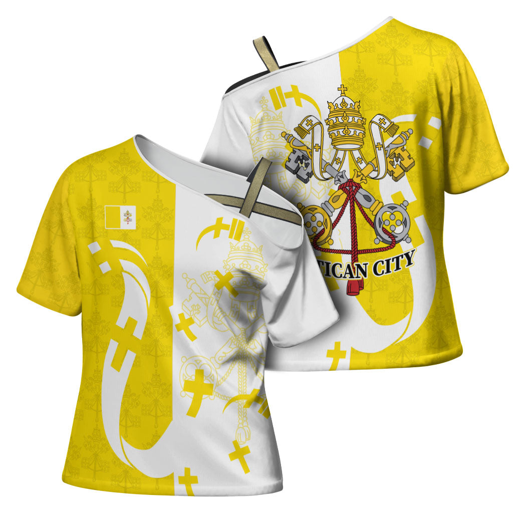 Coat Of Arms Flag of Vatican City Cross Shoulder Shirt Catholic Cross Heritage Symbol