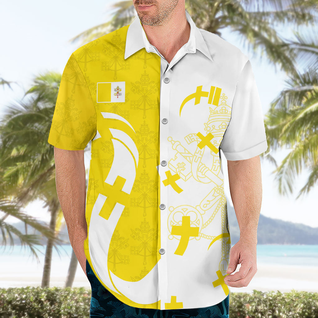 Coat Of Arms Flag of Vatican City Hawaiian Shirt Catholic Cross Heritage Symbol