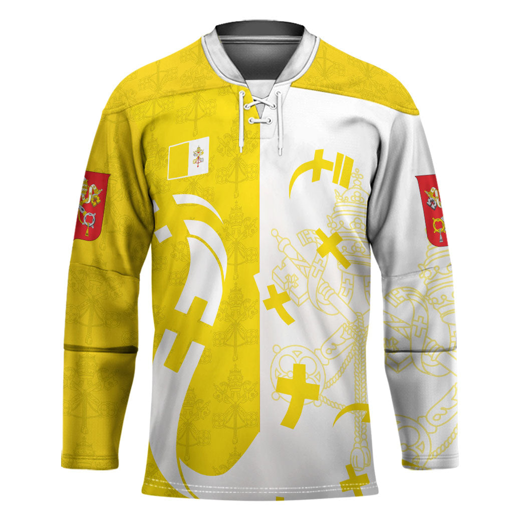Coat Of Arms Flag of Vatican City Hockey Jersey Catholic Cross Heritage Symbol