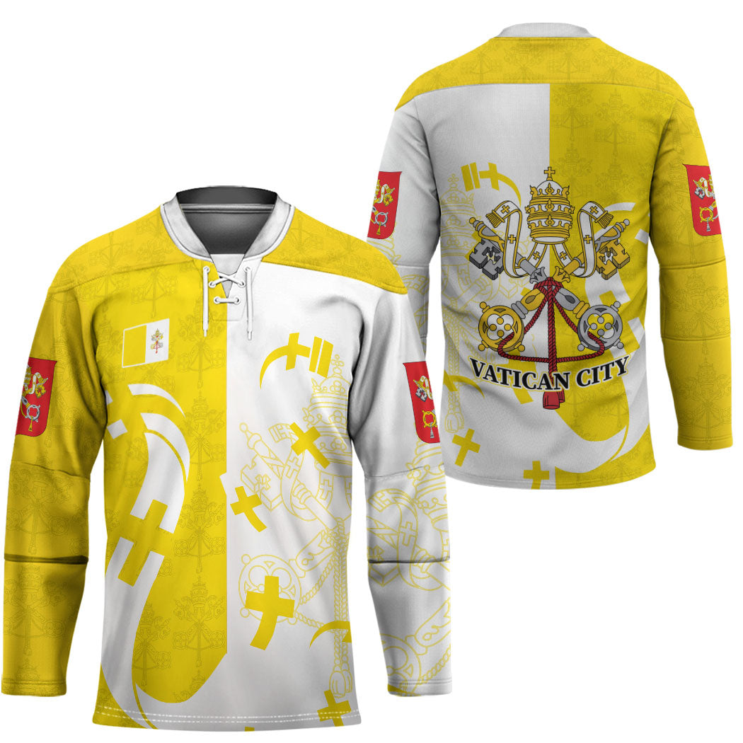 Coat Of Arms Flag of Vatican City Hockey Jersey Catholic Cross Heritage Symbol
