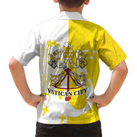 Coat Of Arms Flag of Vatican City Kid Hawaiian Shirt Catholic Cross Heritage Symbol