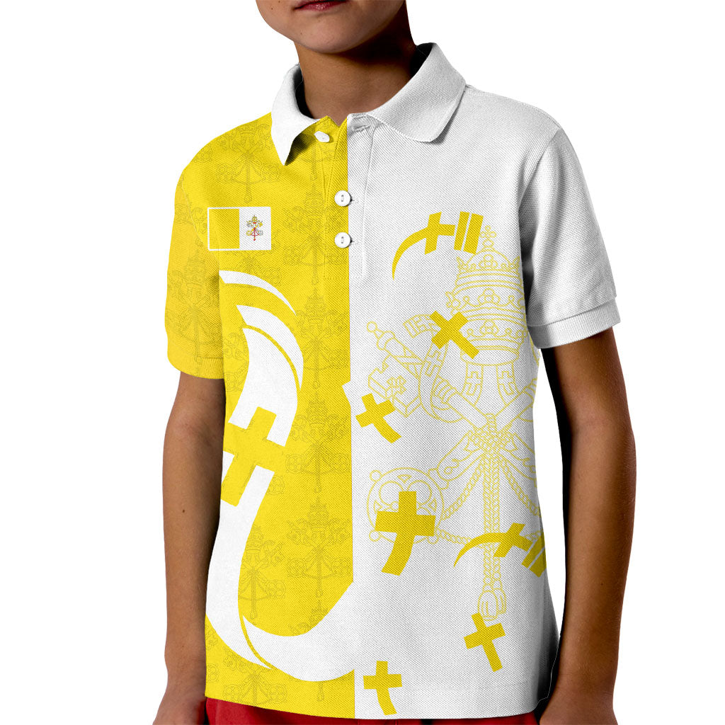 Coat Of Arms Flag of Vatican City Kid Polo Shirt Catholic Cross Heritage Symbol