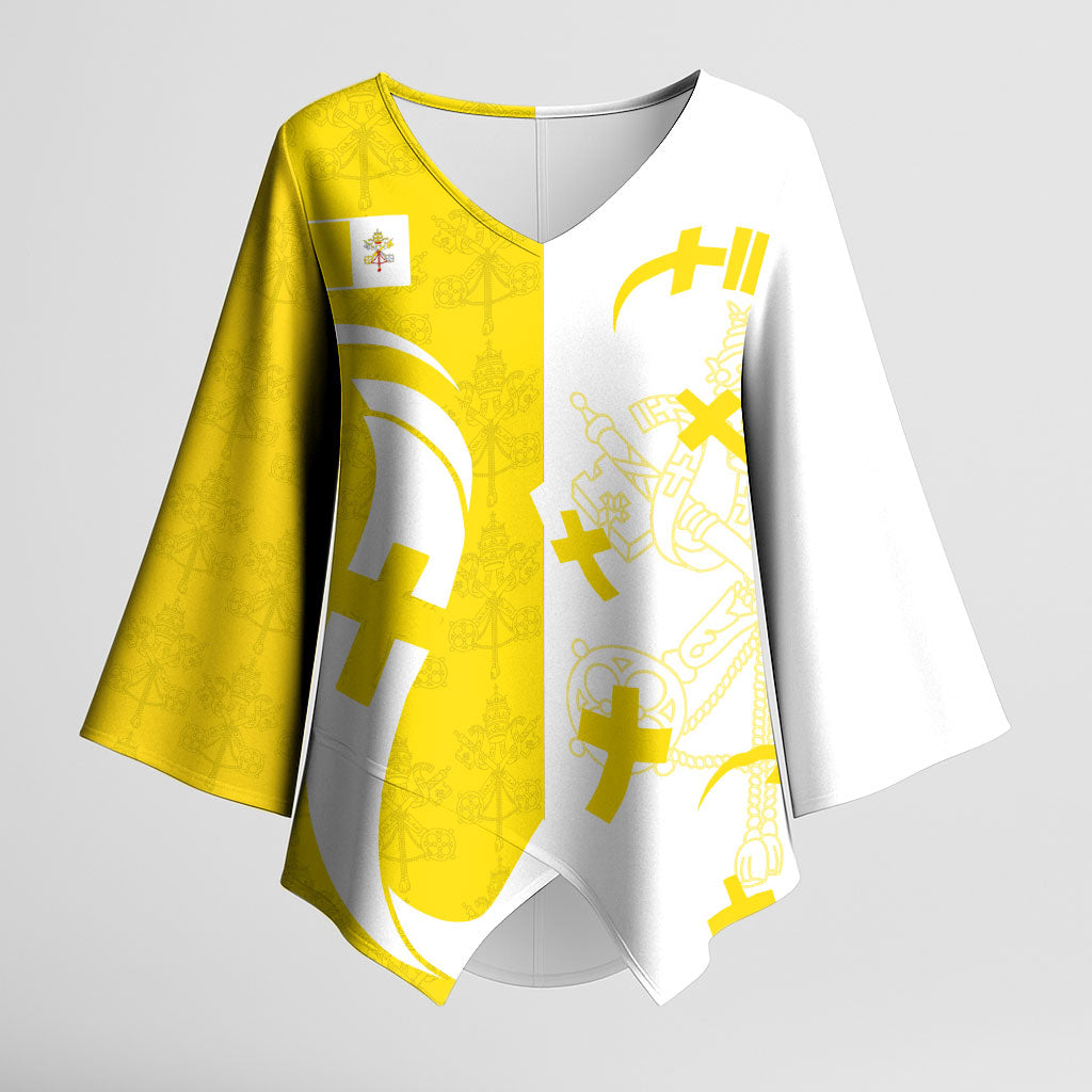 Coat Of Arms Flag of Vatican City Kimono Sleeve Blouse Catholic Cross Heritage Symbol